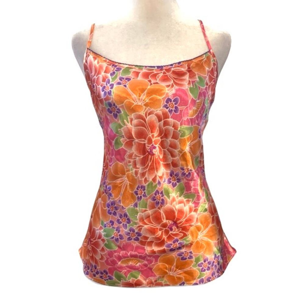 Cruz Y2K Multicolor Floral Silky Tank Top Medium